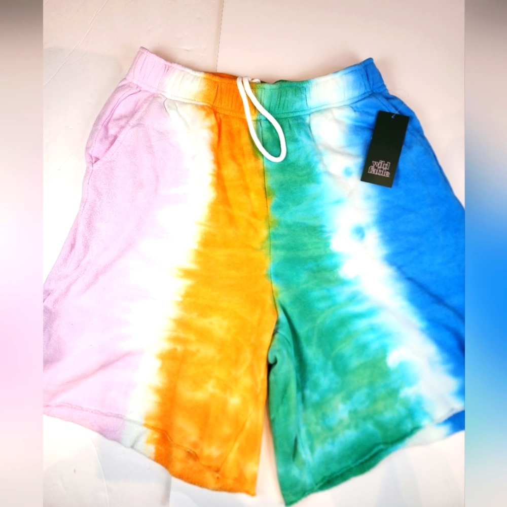 New Wild Fable Tie‎ Dye Athletic Shorts Workout Gym Multi Color Pockets Size S